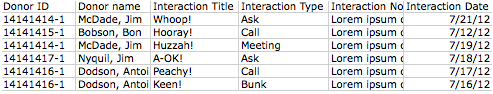 Interactions CSV